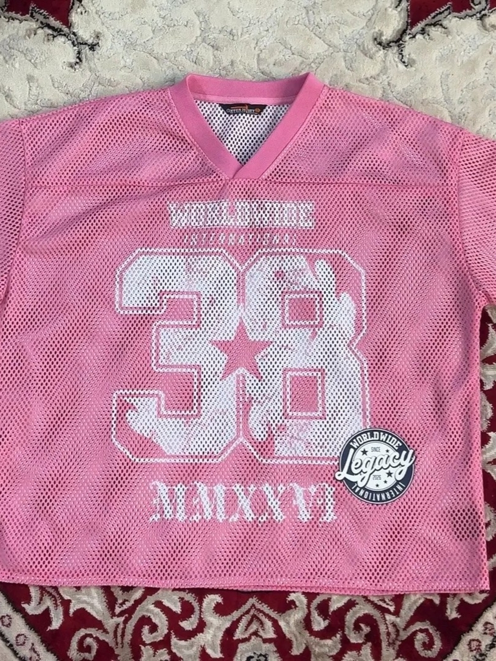 Legacy Men's Pink Mesh Athletic Jersey with White Graphics